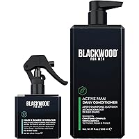 Blackwood For Men Hair & Beard Hydrator Spray (4oz) + Active Man Daily Conditioner (17oz) Bundle - Vegan & Natural Leave-In Conditioner - Sulfate Free, Paraben Free, & Cruelty Free