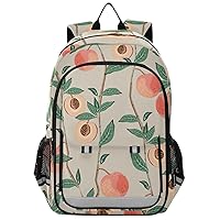 ALAZA Peach Tree Branches with Leaves and Fruits Casual Backpack Travel Daypack Bookbag
