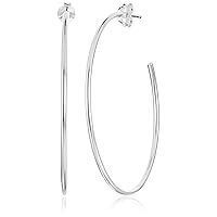Amazon Collection Sterling Silver Lightweight Polished Post C-Hoop Hoop Earrings