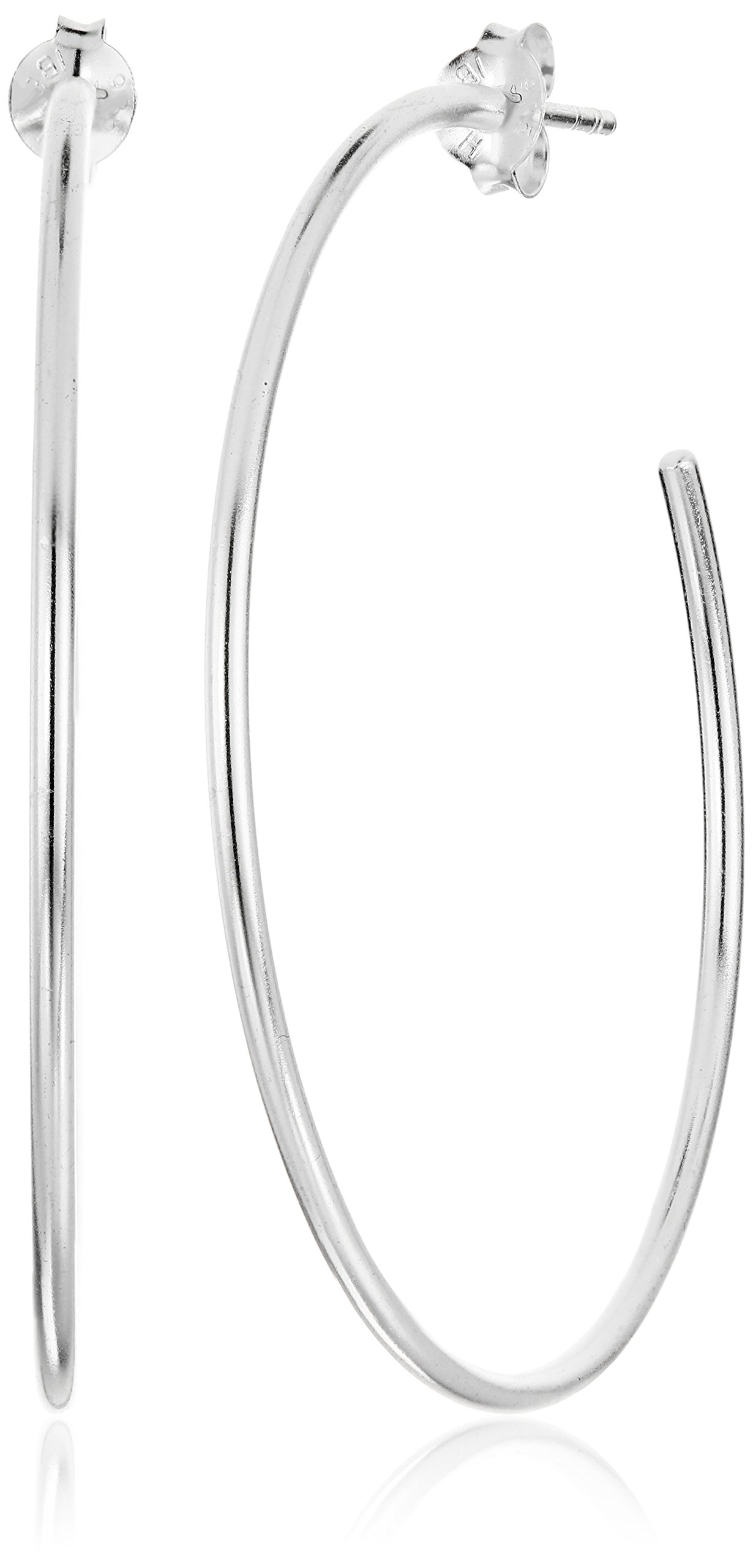 Amazon Collection Sterling Silver Lightweight Polished Post C-Hoop Hoop Earrings