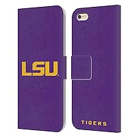 Head Case Designs Officially Licensed Louisiana State University LSU Plain Leather Book Wallet Case Cover Compatible with Apple iPhone 6 Plus/iPhone 6s Plus