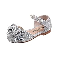 Girls Sandals Glitter Pearl Rhinestones Bow Dress Shoes Mary Jane Performance Dance Shoes Party Princess Shoes