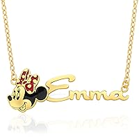 Minnie Mouse Custom Name Necklace - 14k Gold Plated and Sterling Silver Name Necklace Personalized (Choose style, type font, color), Minnie Customized Jewelry