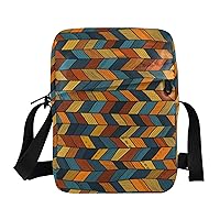 ALAZA Tribal Style Ethnic Stripe Crossbody Bag Small Messenger Bag Shoulder Bag with Zipper for Women Men