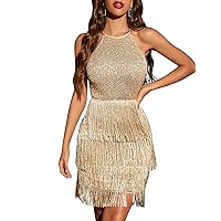 Women's Cocktail Dresses Flapper Dresses 20s Gatsby with All-Over Fringe Mini Dresses Feather Prom Party Dress