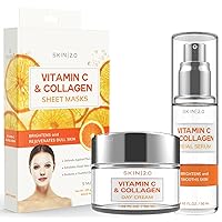 Vitamin C and Collagen Beauty Value Set - Serum, Moisturizer & Face Sheet Masks