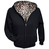 Girls Faux Leopard Fleece Hooded Jacket