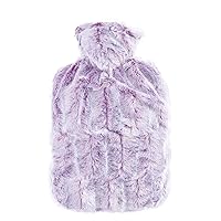 Hot Water Bottle with Cover (1,8L Faux Fur, Purple/Silver), Made in Germany, Non-Toxic Certified, Soothing Warmth, Helps Relief Muscle Aches & Pain, Menstrual Cramps
