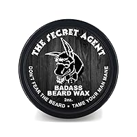 Badass Beard Care Beard Wax for Men - The Secret Agent Scent, 2 oz - Softens Beard Hair, Leaves Your Beard Looking and Feeling More Dense