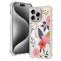 OOK Magnetic for iPhone 15 Pro Max Case Flower Design Clear Floral Phone Case [Compatible with Magsafe] Hard PC Back Protective Cover for iPhone 15 Pro Max Phone Case, Malus(6.7