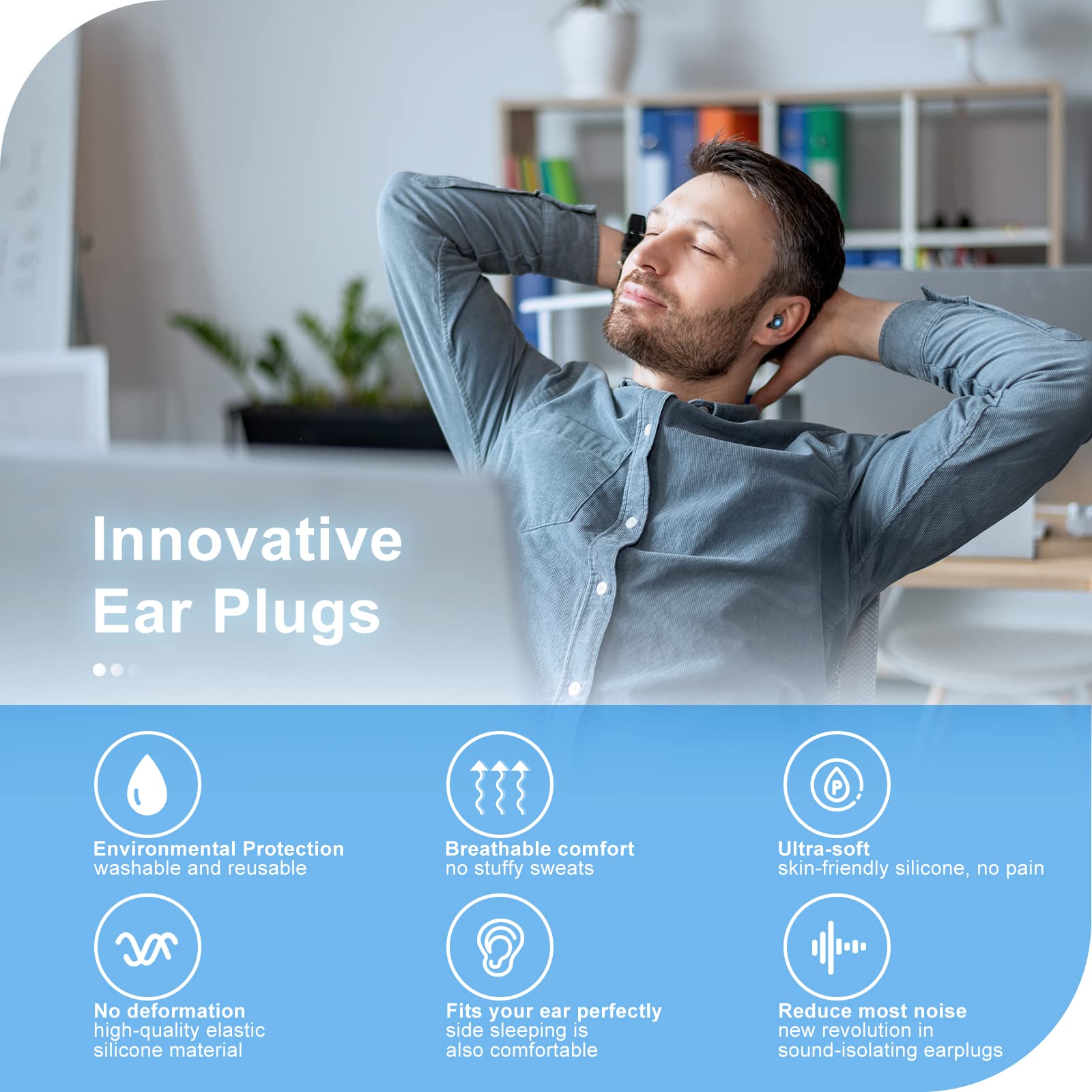Ear Plugs for Sleeping Noise Cancelling - Soft Silicone Reusable Earplugs Hearing Protection Noise Reduction Ear Plugs for Sleep, Snoring, Concerts, Studying, Noise Sensitivity & Flights - 27dB