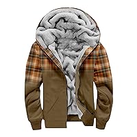 Graphic Zip Up Hoodies For Men Xmas Hoodie Heavyweight Fleece Sweatshirt Thick Sherpa Lined Warm Winter Jacket