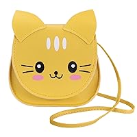 Cute Cat Crossbody Bag,Little Girls Cute Fashion Cat Coin Purse Pouch(Yellow)