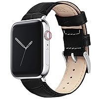 BARTON WATCH BANDS - Alligator Grain - Quick Release Leather Watch Bands - Choose Color & Size - Compatible with All Apple Watches - 38mm, 40mm, 42mm, 44mm