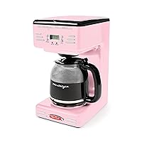 Nostalgia Retro 12-Cup Programmable Coffee Maker With LED Display, Automatic Shut-Off & Keep Warm, Pause-And-Serve Function, Pink