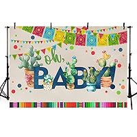 MEHOFOTO 7x5ft Cactus Boy Muchacho Baby Shower Photo Booth Backdrop Props Mexican Fiesta Boho Neutral Baby Shower Blue Photography Background Banner for Dessert Table Decorations