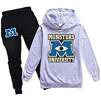 Kids Boys Graphic Hoodie Outfits,Monsters University Pullover Hooded Tops + Pants Cotton Sweatshirt