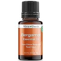100% Pure Bergamot Essential Oil, Undiluted, Food Grade, Italian Bergamot Oil, 0.5 Fluid Ounce (15 mL) Natural Aromatherapy Oil