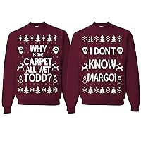 Why is The Carpet All Wet Todd IDK Ugly Christmas Sweatshirt Sweater, Mens Medium, Womens X-large CHARCOAL AND CHARCOAL