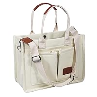 Large Canvas Tote Bag for Women With Pockets,Laptop Crossbody Purses Everything Everyday Bag Handbags for Work Beach Gym