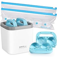 SIMPLETASTE Crystal Clear Ice Maker Mold, 4 Clear ice Balls & 4 Large Ice Cubes, Ice Mold Maker with 2 Storage Bags, Ice Cube Tray for Cocktail and Drinks, Blue and White…