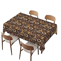 Brown Paisley Tablecloth, 52x70 inch, Waterproof Stain Resistant Table Cloth, for Kitchen Indoor Outdoor Events Party Decor-Rectangle Table Clothes for 4 Ft Tables