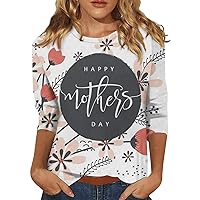 Mothers Day Shirts for Women,Mothers Day Shirts for Women 3/4 Sleeve Round Neck Mama Tops Funny Printing Fashion Mom Tee Top Womens Tops 3/4 Sleeve