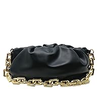 Women's Chain Pouch Bag | Cloud-Shaped Dumpling Clutch Purse | Ruched Chain Link Shoulder Handbag