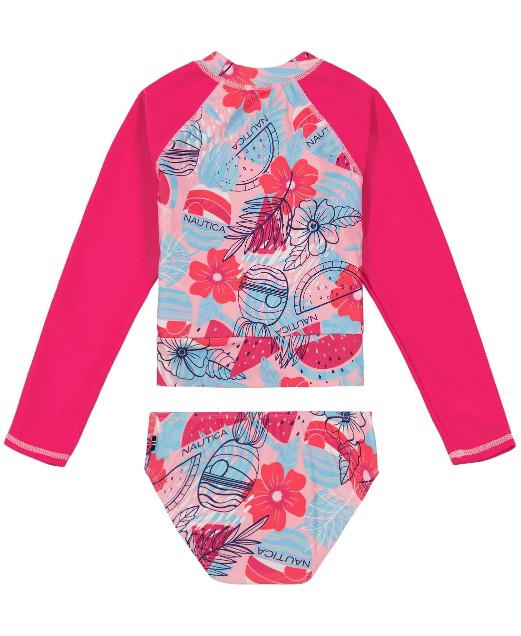 Nautica Girls' Two-Piece Rashguard Swimsuit Set, UPF 50+ Sun Protection, Quick-Dry Bathing Suit