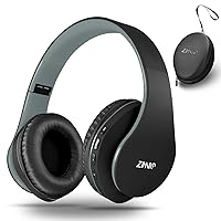 ZIHNIC Bluetooth Headphones Over-Ear, Foldable Wireless and Wired Stereo Headset Micro SD/TF, FM for Cell Phone,PC,Soft Earmuffs &Light Weight for Prolonged Wearing(Black/Gray)