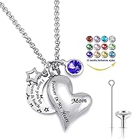 YOUFENG Urn Necklaces for Ashes I Love You to the Moon and Back for Mom Cremation Urn Locket Birthstone Jewelry