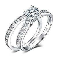 JewelryPalace Engagement Ring Pair Wedding Rings Ring Silver 925 Women's Cubic Zirconia Silver Ring Wedding Rings Proposal Ring Eternity Ring Set, Women's Jewellery Rose Gold Gold, Gemstone, Cubic Zirconia