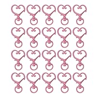 20pcs Heart Shaped Spring Clasp Keychain Metal Spring Snap Alloy Clasp Keychain Rings for Crafts DIY Creative Snap Hook Lanyard for Bag Key Chains Accessories,Pink