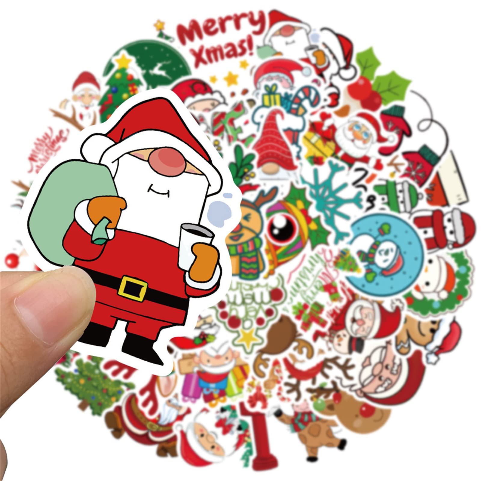 50PCS Christmas Stickers for Laptop Water Bottles Cards Scrapbooking Holiday Party Favors Holiday,Stickers Christmas Stickers Gifts for Kids (50PCS A)