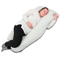 Full Body Pillow - Light Gray 55 x 31in Firm Curved Body Pillow with Jersey Cover for Belly and Back Support