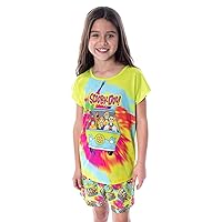 INTIMO Scooby Doo Girls' Pajamas Tie Dye Mystery Machine Shirt and Shorts 2 Piece Sleepwear Pajama Set
