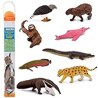 Safari Ltd. South American Animals TOOB - Toy Figurines of Jaguar, Sloth, Harpy Eagle, Giant Anteater, Capybara, Arapaima, Boto (Pink River Dolphin), & Caiman - Boys, Girls & Kids Toys Ages 3+