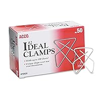 ACCO Ideal Butterfly Paper Clamps, Steel Wire, Small 1.5 Inch Size, 100 Sheet Capacity, Silver, 50 Clamps per Box (A7072620)