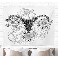 Topyee Home Decorative Tapestry Wall Hanging Beautiful Female Reproductive Organs Flowers Uterus Womb Major Sex 50