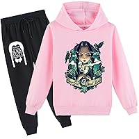 Kids Wednesday Addams Hoodie Set,Comfy Long Sleeve Sweatshirts with Jogger Pants Novelty Sweatsuit for Girls