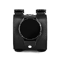 Leather wide cuff band 20mm 22mm Compatible with Samsung Galaxy Watch Classic Active Gear S2 S3 Classic Sport Frontier Pro and other Smart watches with a classic lug, Handmade UA 2200st