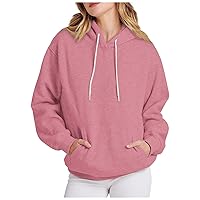 Btbdydh Basic Tops for Women Womens Oversized Sweatshirts Long Sleeve with Pockets Pullover Hoodies Solid Color Fleece Sweaters Fall Winter Outfits