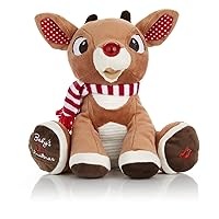 KIDS PREFERRED Santa Claus Rudolph The Red-Nosed Reindeer Musical Stuffed Animal, Baby's First Christmas Plush, 8 Inches