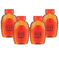 Nate's 100% Pure, Raw & Unfiltered Honey, Award-Winning Taste - Easter Basket Stuffer - 8 oz Squeeze Bottle (4 Pack)