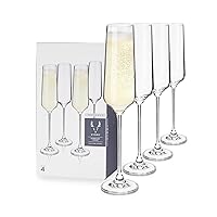 Viski Crystal Champagne Flutes - European Crafted Champagne Glasses Set of 4-6oz Stemmed Sparkling Wine Glasses for Wedding or Anniversary and Special Occasions Gift Ideas