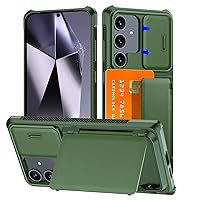 Vizvera for Samsung Galaxy S24+ Plus Case Wallet with 4 Cards Holder/Slide Camera Cover/Kickstand, Full Cover Protection Anti-Slip Shockproof Case for S24 Plus 6.7 Inch 2024-Green