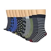 Men's Dress Socks (10 Pairs Per Pack) - Variety of Patterns and Sizes