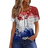 Deals of The Day 4Th of July Tops for Women Ladies USA Patriotic Tshirts Red White and Blue Shirts American Flag Graphic Tees