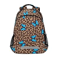 ALAZA Blue Butterfly Leopard Cheetah Print Backpack Purse for Women Men Personalized Laptop Notebook Tablet School Bag Stylish Casual Daypack, 13 14 15.6 inch