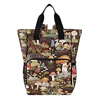 Mushrooms Woodland Diaper Bag Backpack for Baby Girl Boy Large Capacity Baby Changing Totes with Three Pockets Multifunction Travel Baby Bag for Playing